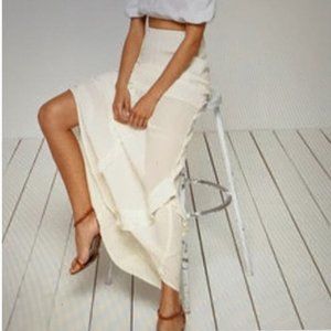 New with tage reformation white long ruffle skirt
